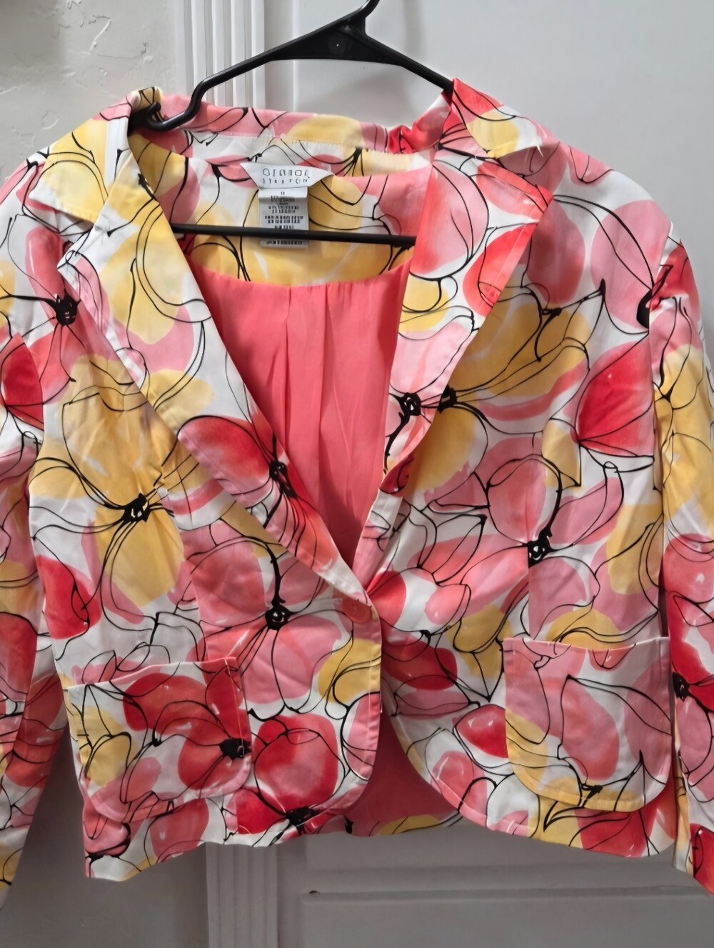 George Pink and Yellow Floral Cropped Blazer